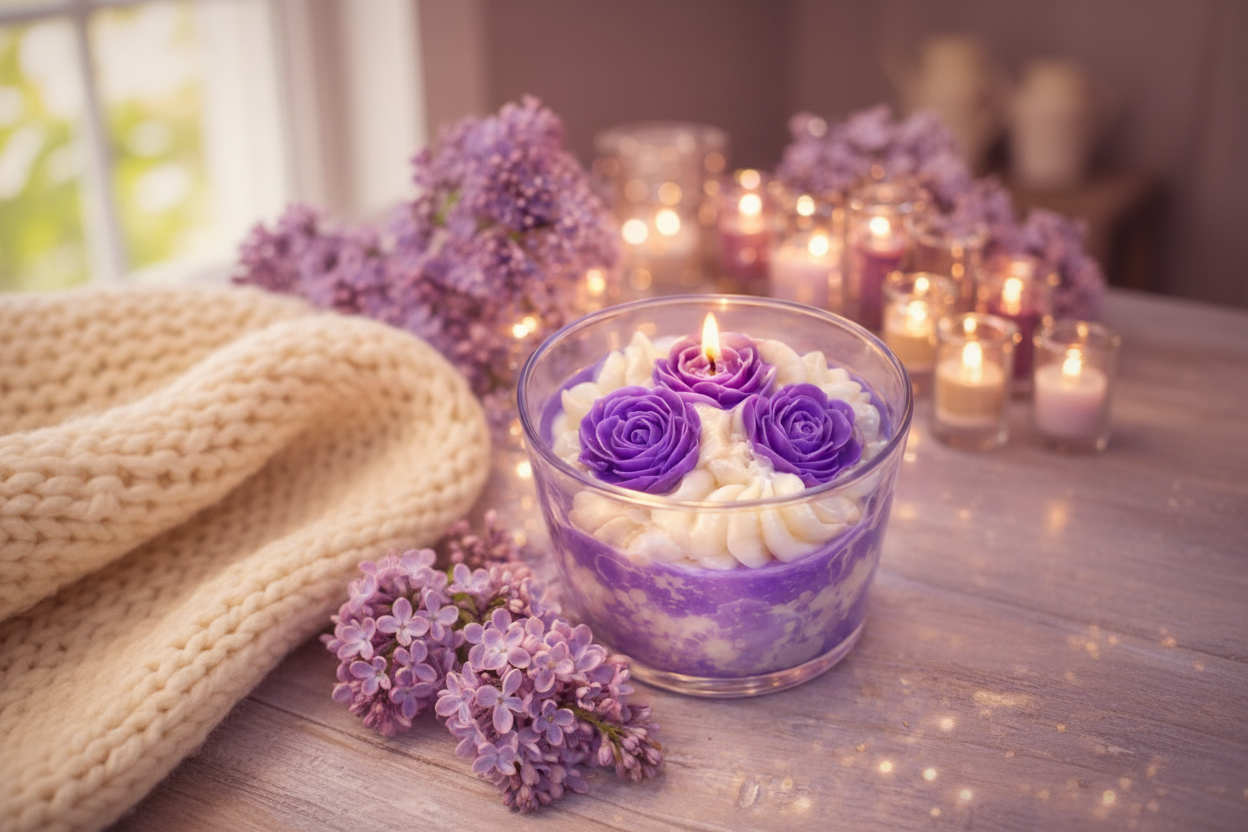 Ambiance cosy bougie Lilas