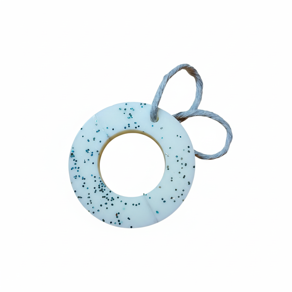 "Suspension parfumée décorative - Assortiment de formes et couleurs en cire naturelle fait main avec paillette bleu"