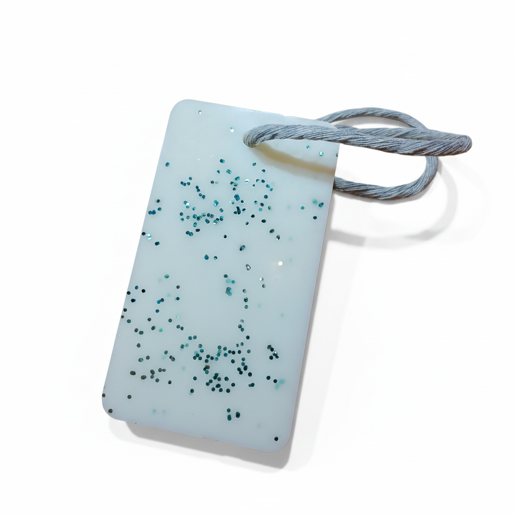  "Suspension parfumée décorative rectangle avec paillette bleu- Diffuseur d'ambiance premium artisanal français"