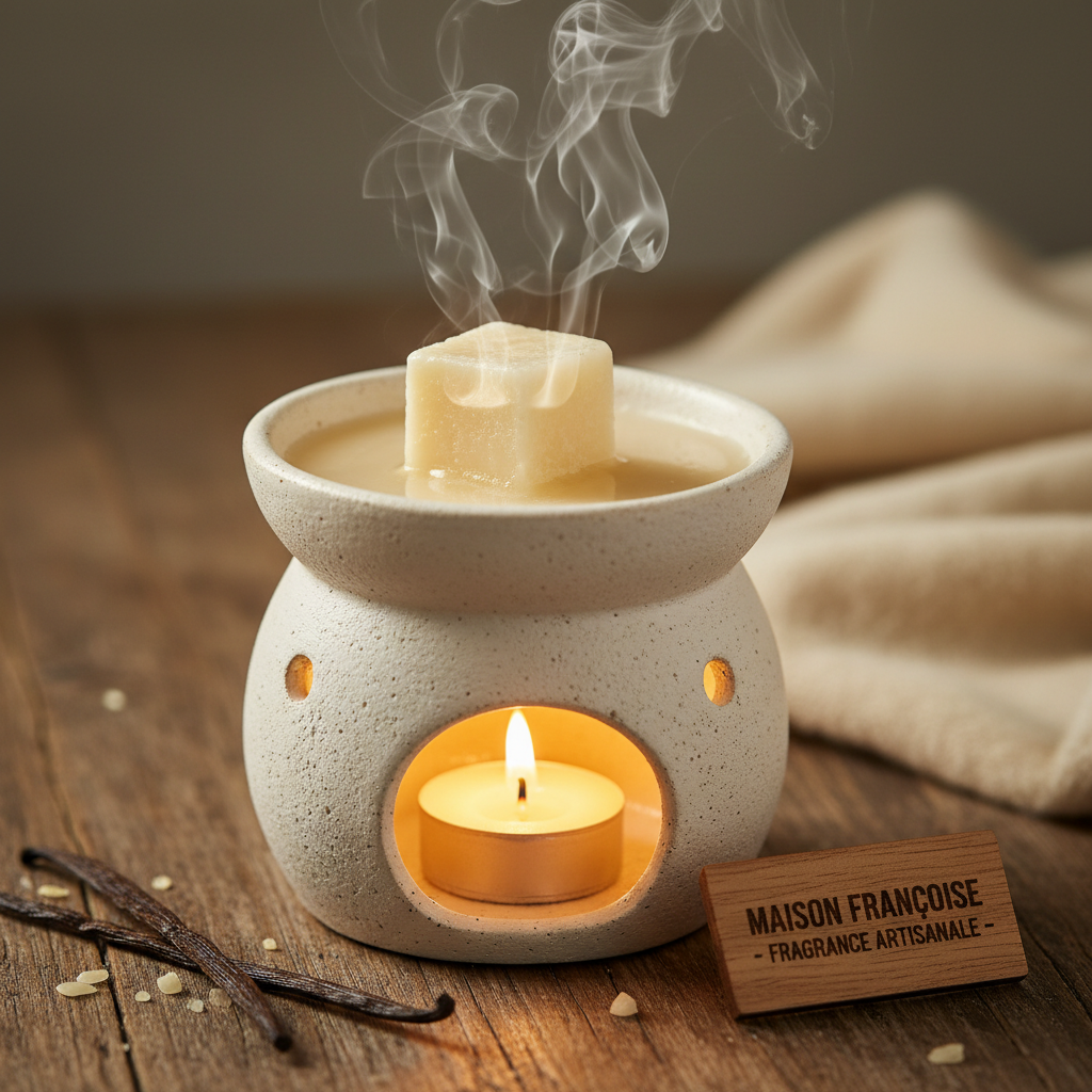 Fondant vanille en train de diffuser son parfum dans brûleur