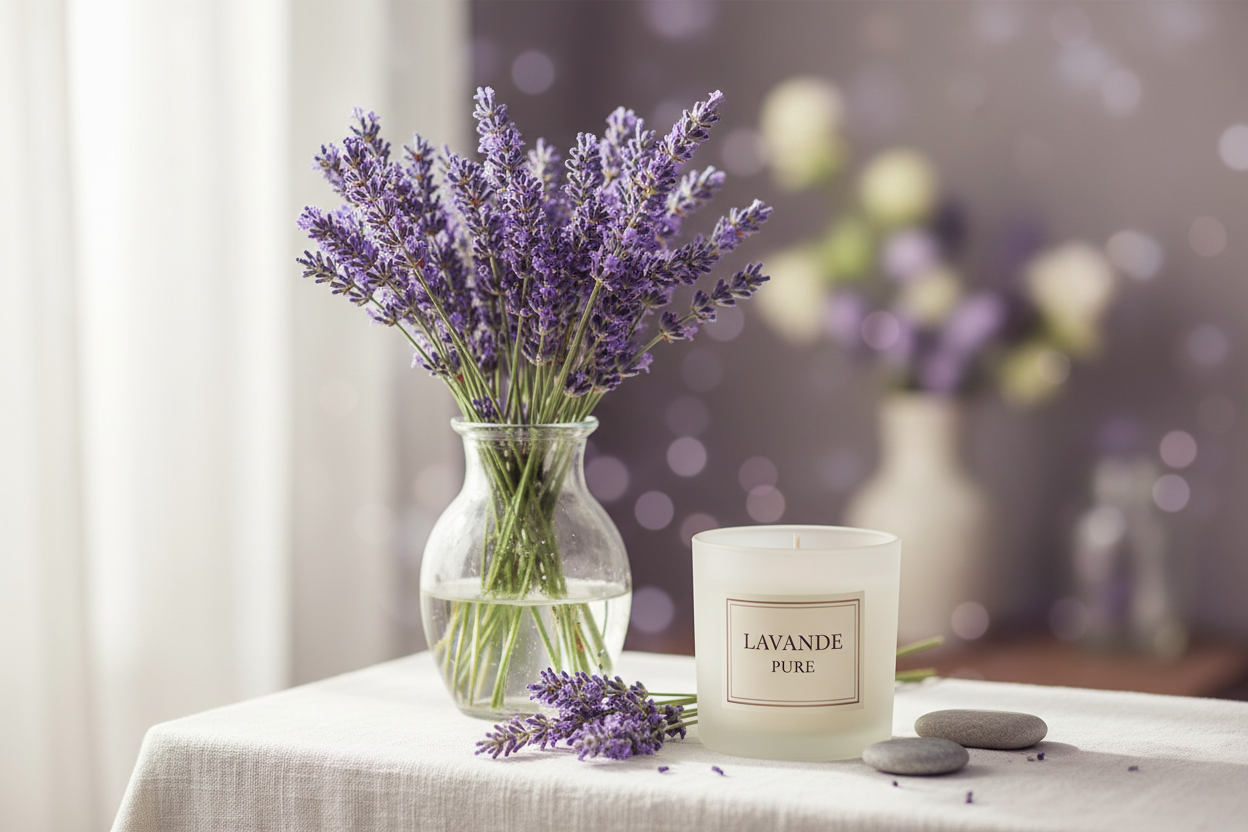  "Suspension parfumée décorative senteur Lavande - Diffuseur d'ambiance artisanal français en cire naturelle"