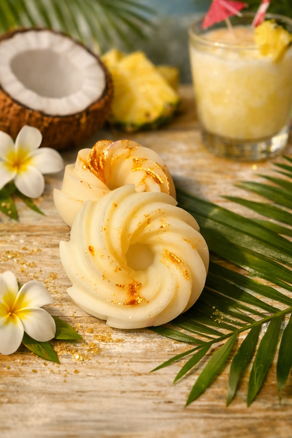 Fondant parfumé Pina Colada - Détail de la cire végétale et texture

