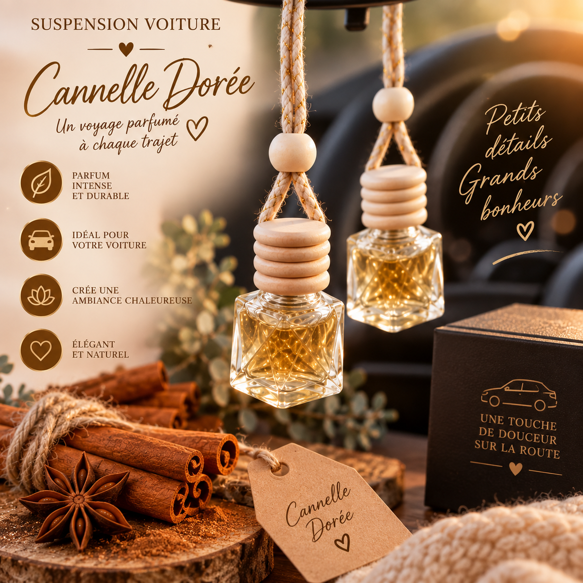 SUSPENSION VOITURE - Senteur CANNELLE DOREE