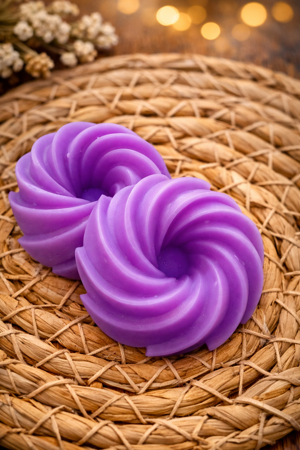 « Fondant parfumé lilas cire naturelle vue de près »