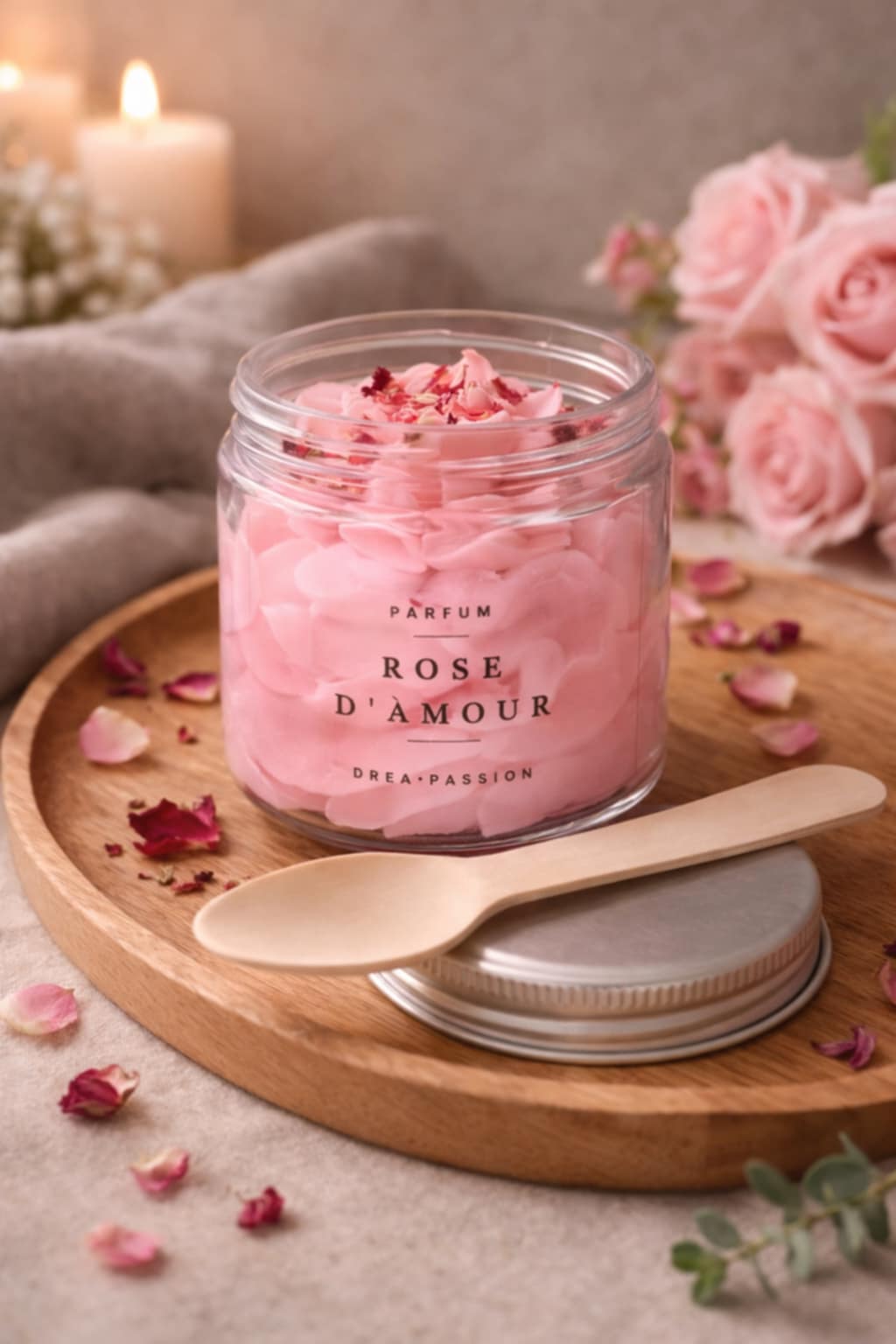Fondant parfumé Rose d'Amour - Vue détail de la cire végétale naturelle Créa'Passion09