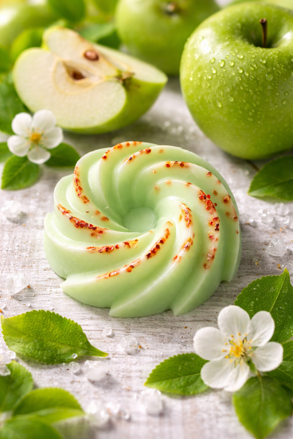 Fondant parfumé pomme verte craquante en cire végétale - vue principale du produit
