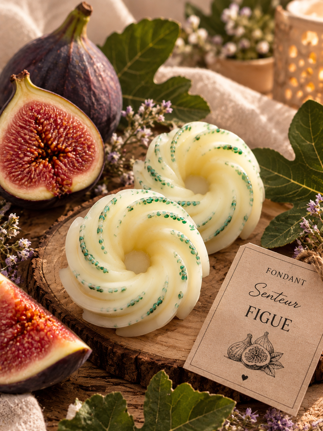  Fondant artisanal à la figue mûre, à faire fondre dans un brûleur pour parfumer la maison.