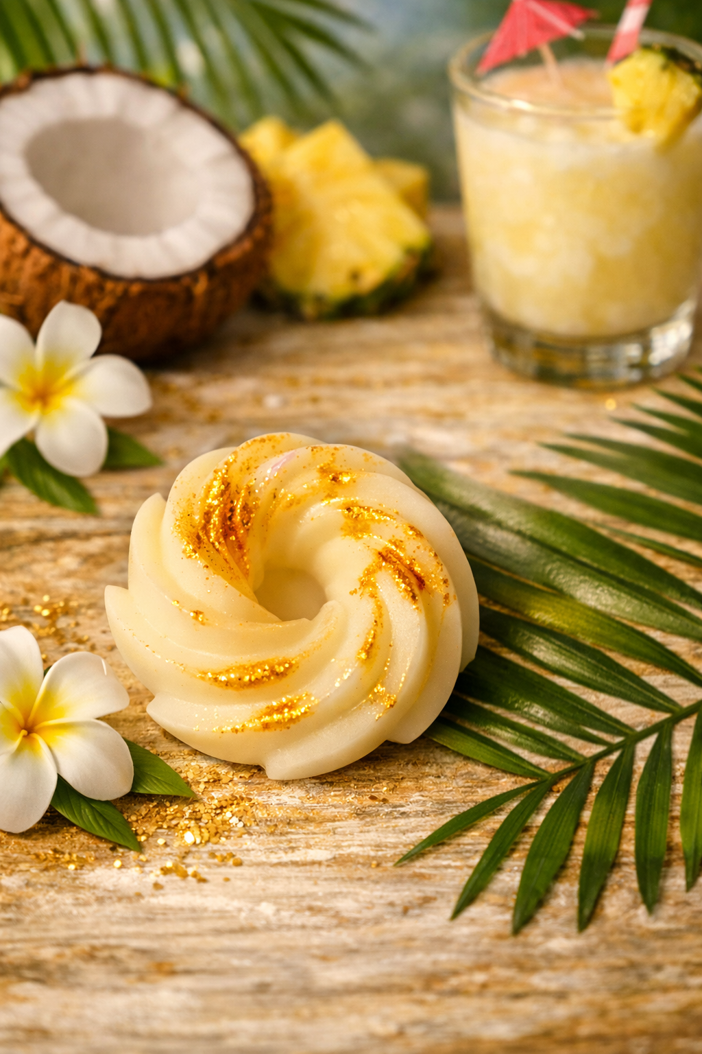 Texture détaillée du fondant Pina Colada en cire végétale naturelle Créa’Passion09