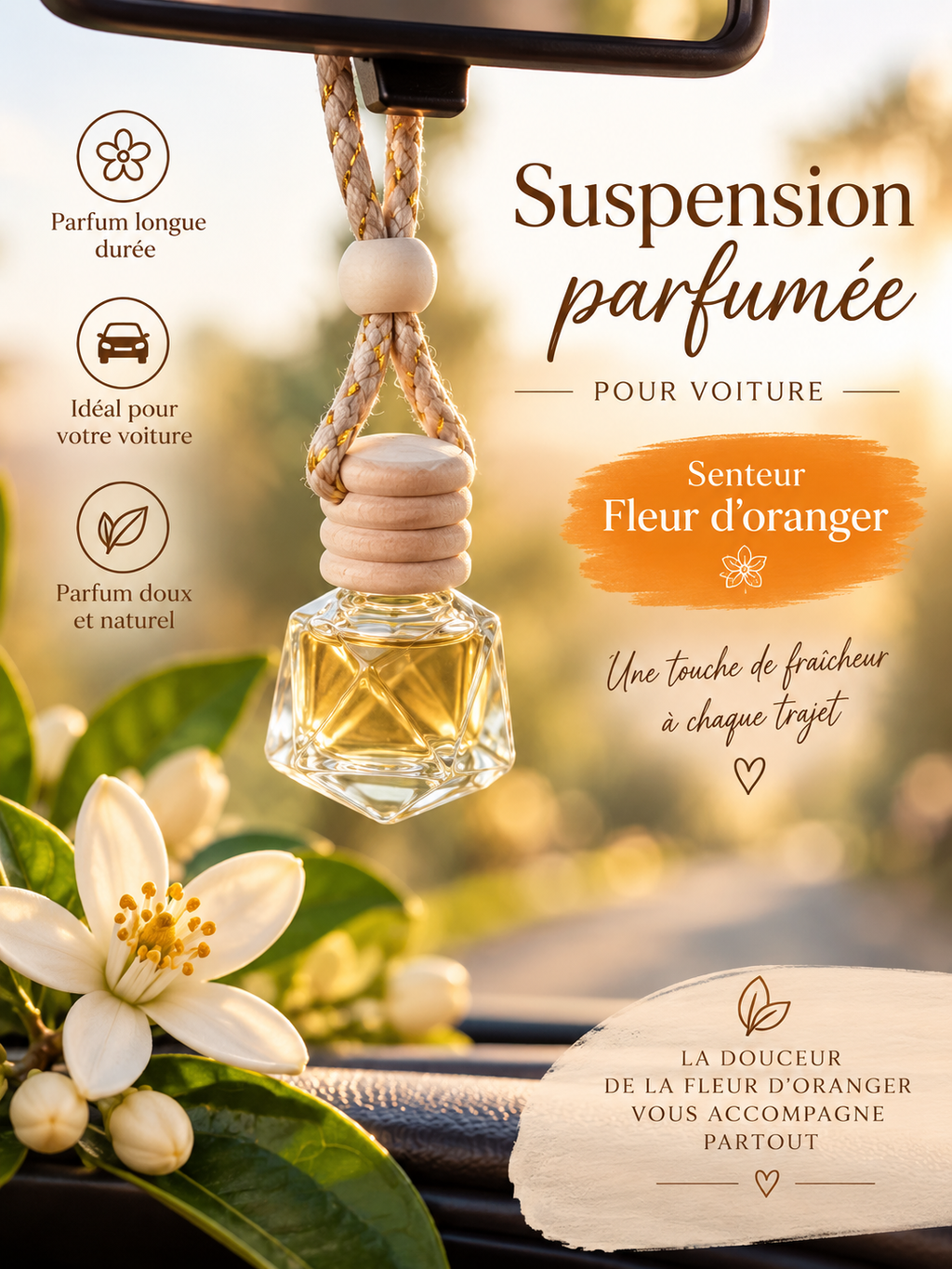 SUSPENSION VOITURE- Senteur FLEUR D'ORANGER
