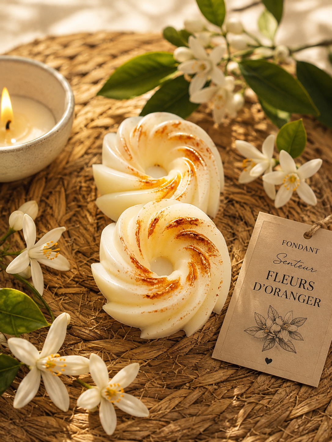  Fondant artisanal à la fleur d’oranger à faire fondre dans un brûleur, fabriqué en France.