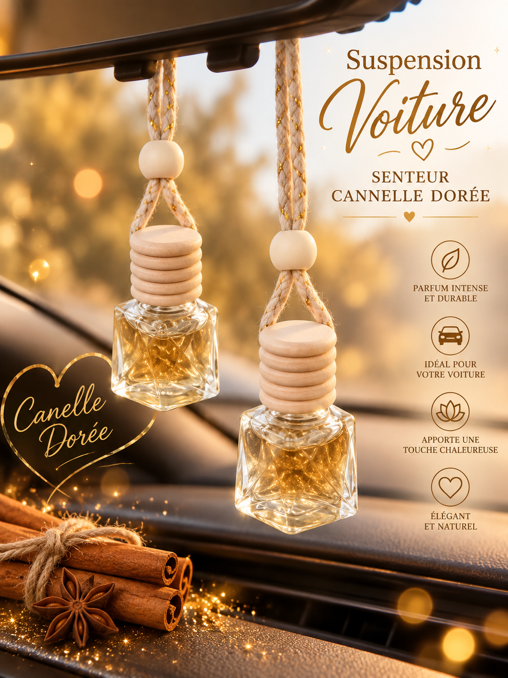 SUSPENSION VOITURE - Senteur CANNELLE DOREE