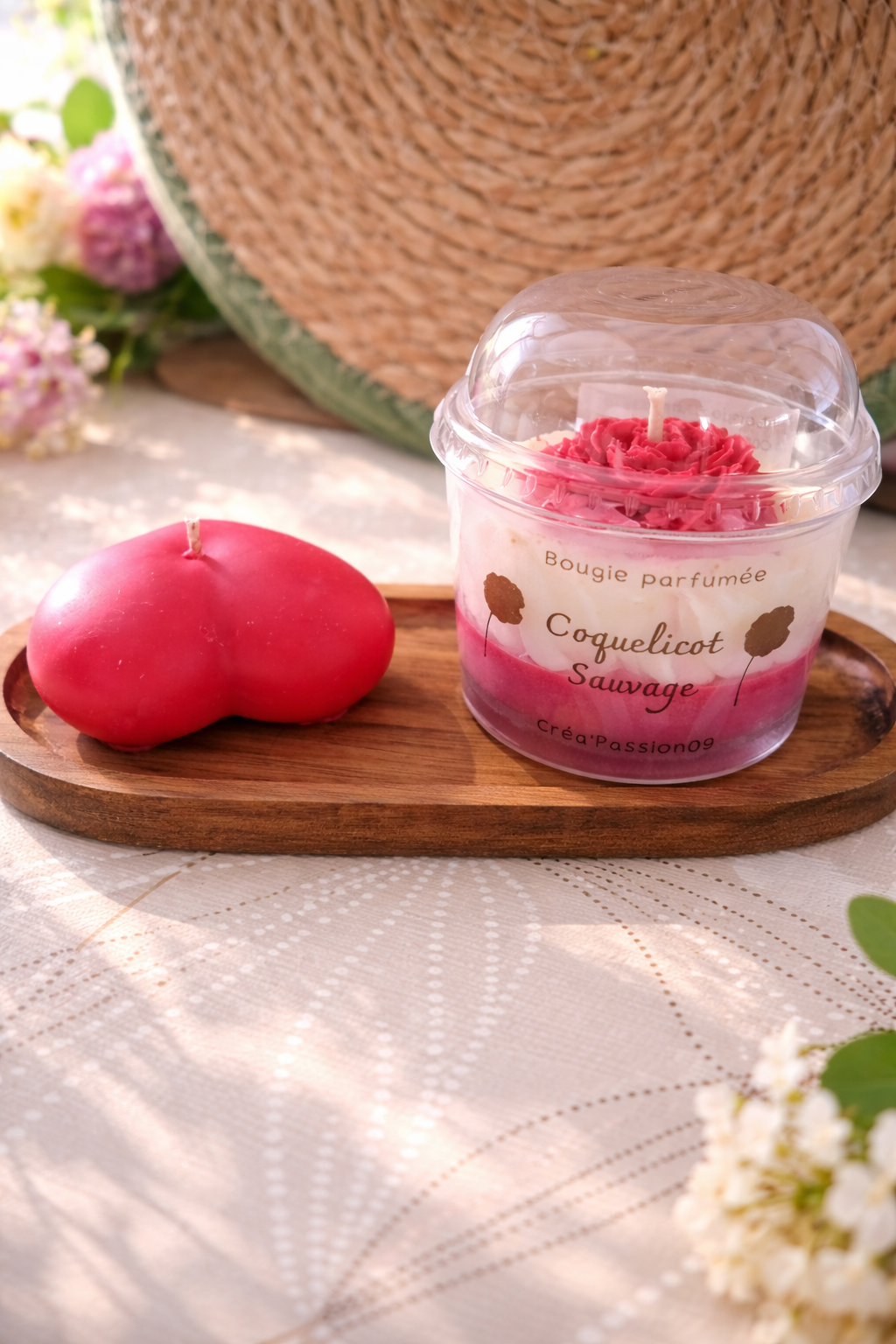 Coffret Duo Floral & Gourmand – Bougie Coquelicot Sauvage & Bougie Cœur Vanille Gourmande