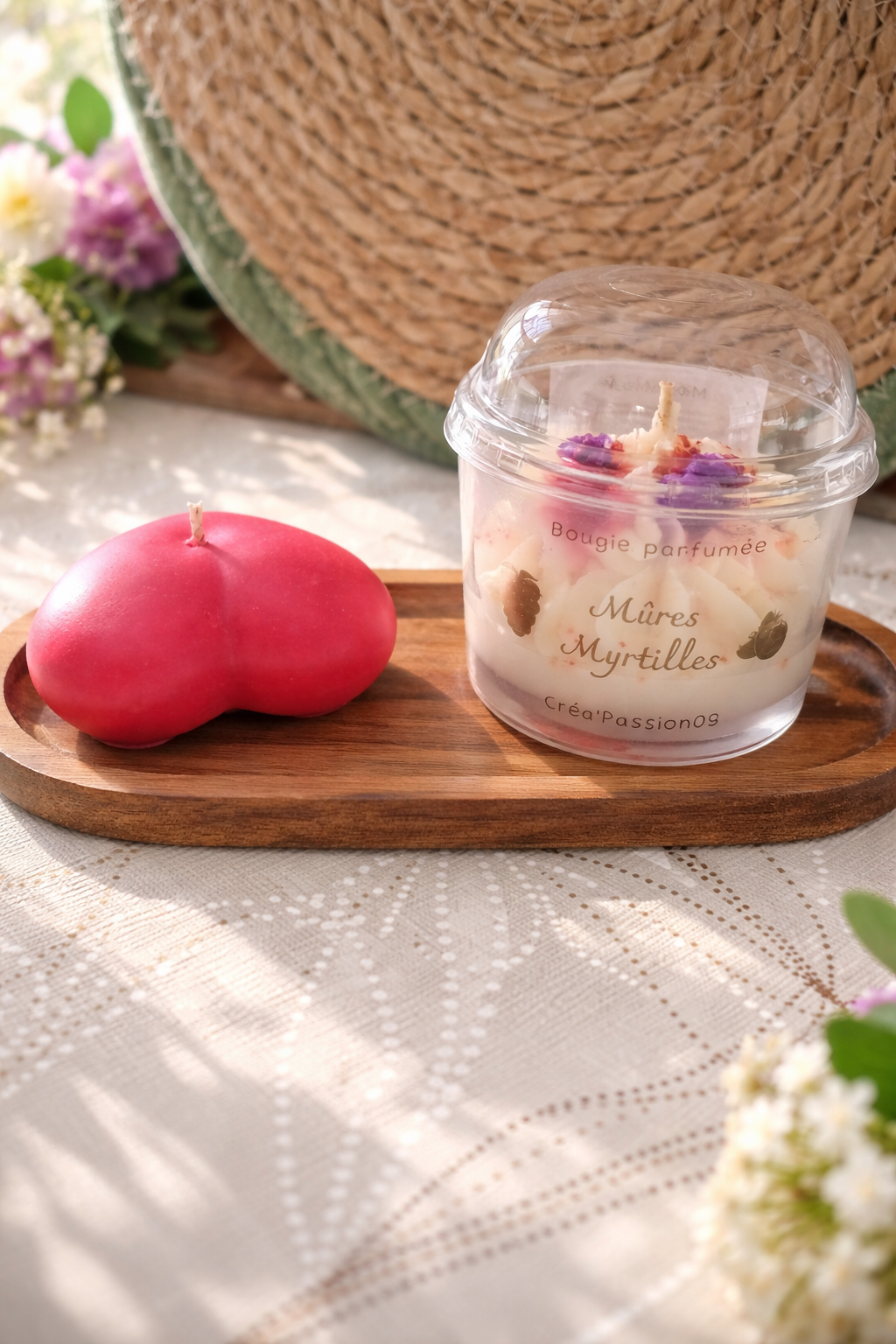 Coffret Duo Fruité & Gourmand – Bougie Mûre Myrtille & Bougie Cœur Vanille Gourmande