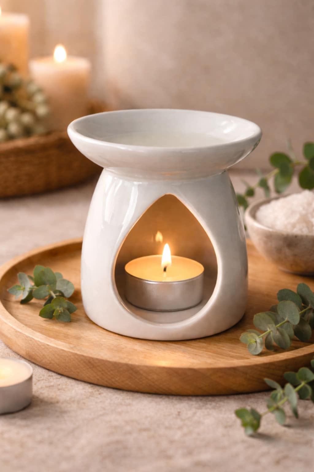 Brûleur de fondant en céramique gris - Diffuseur artisanal pour ambiance détente Créa'Passion09