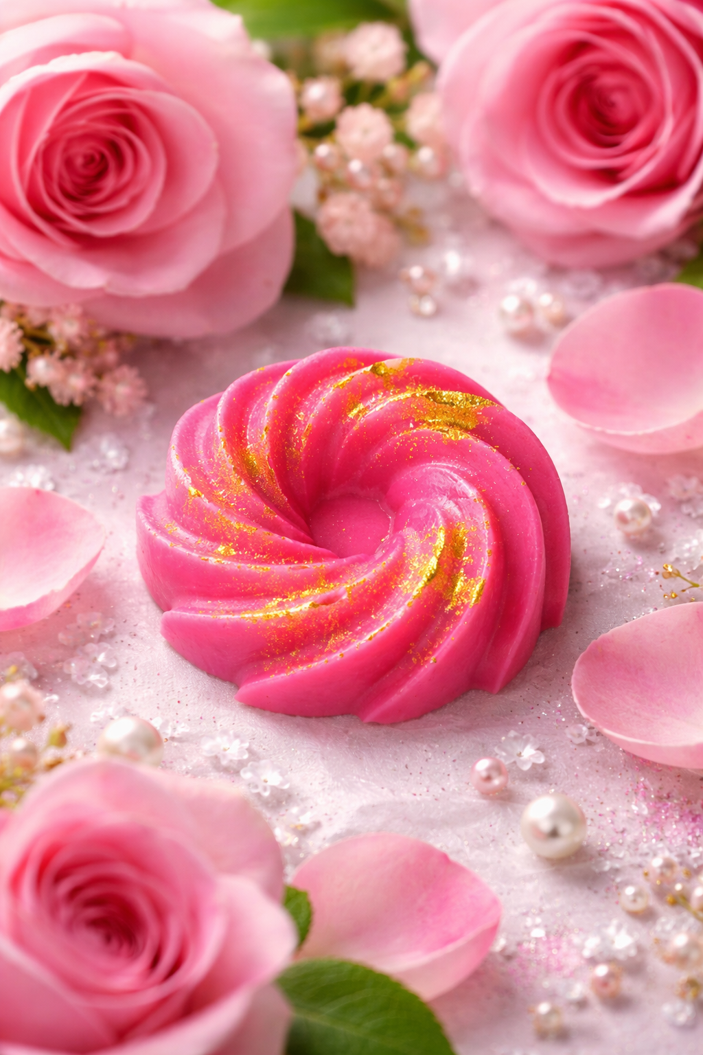 Fondant parfumé rose d'amour en cire végétale - vue principale du produit
