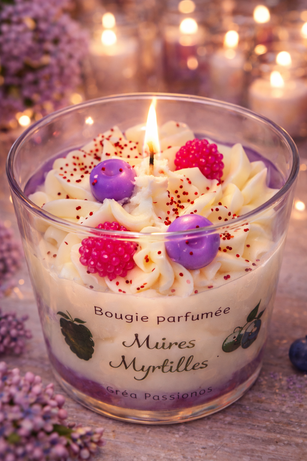  « Bougie parfumée Mûres Myrtilles artisanale - Cire naturelle aux notes de fruits rouges »