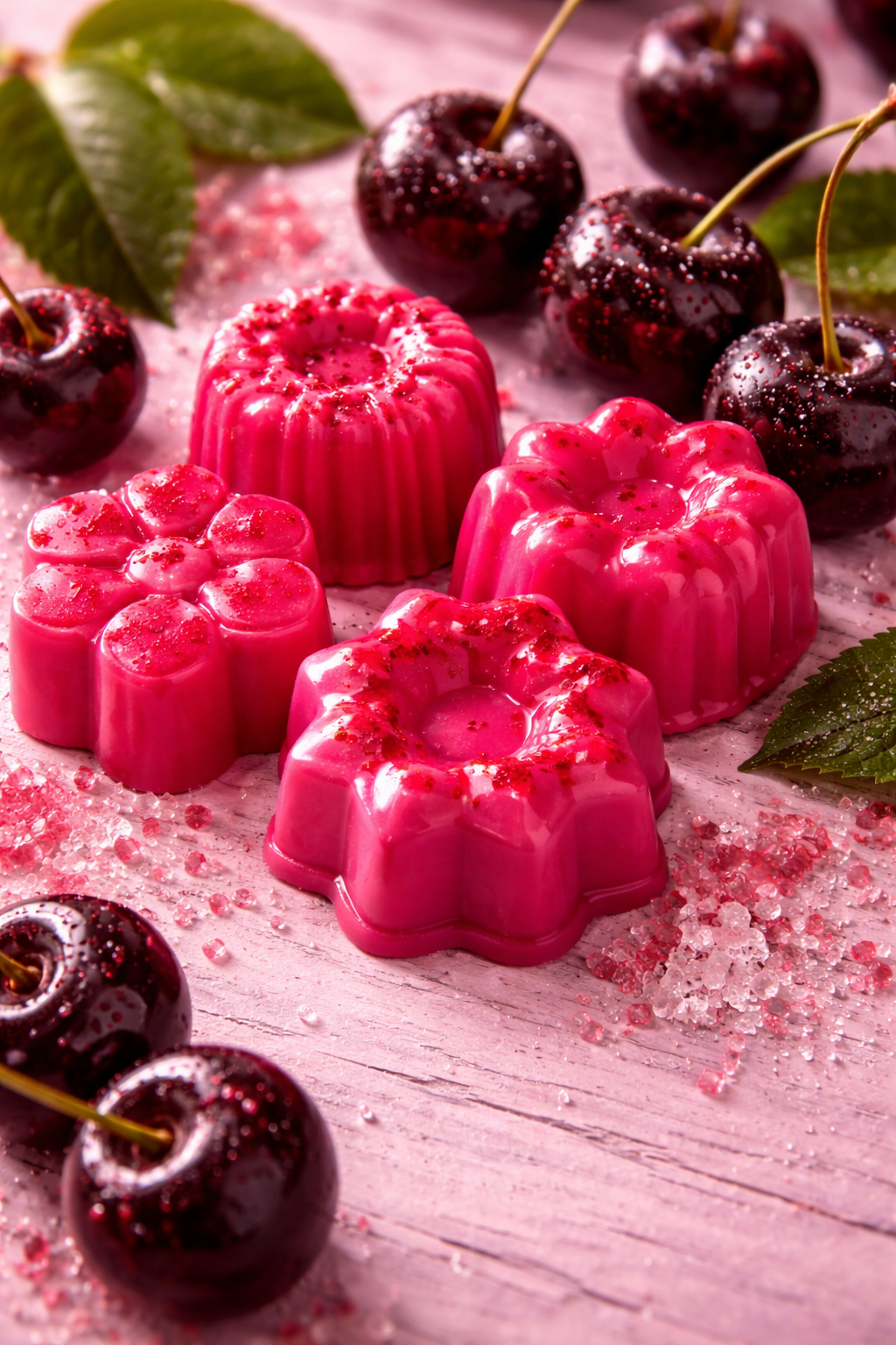 Fondant parfumé cerise noire - détail de la cire naturelle gourmande et fruitée
