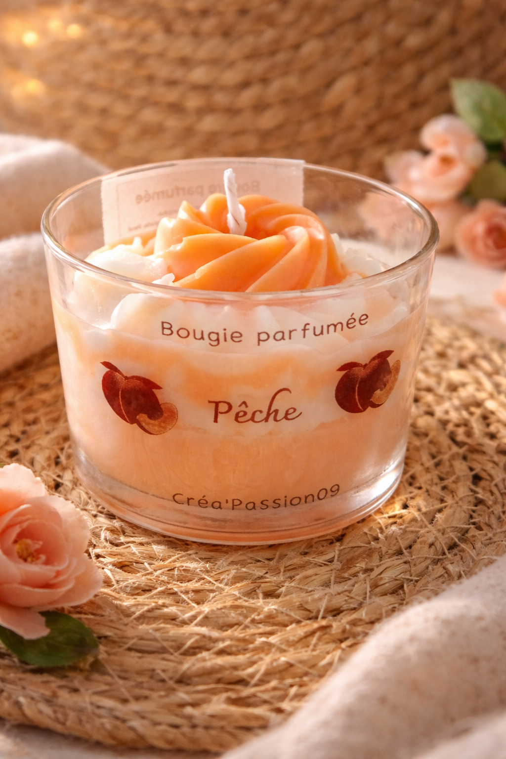 Bougie Naturelle Pêche – Douceur & Sérénité